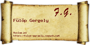 Fülöp Gergely névjegykártya